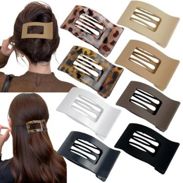Imagem de 8 peças de grampos de cabelo planos retangulares 9 cm elegantes presilhas médias para mulheres meninas forte fixação deitado bico de pato francês acessórios de cabelo para cabelo fino e grosso