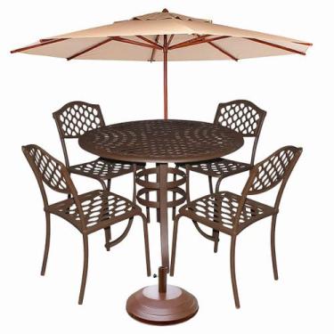 Imagem de Conjunto de Mesa com 4 Cadeiras sem Braço Faveni Alumínio Fundido + Gu