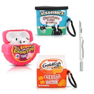 Imagem de (Pacote com 3) Capa para AirPods 4 fones de ouvido sem fio com kit de caneta de limpeza, capa protetora à prova de choque e mosquetão de silicone XMBYGY para fones de ouvido AirPods 4ª geração