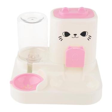 Imagem de ShengQuanHao Alimentador Automático para Animais de Estimação 2 em 1, Recipiente para Alimentos, Bebedouro Doméstico, Tigela Compacta Removível para Comida de Gato, Rosa