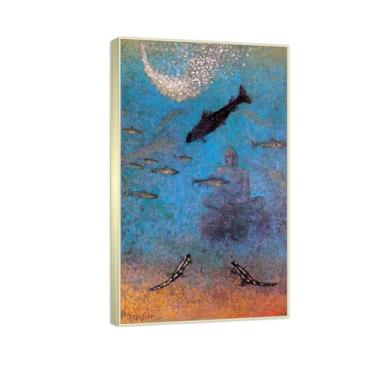 Imagem de RYLJCZ Reprodução de pinturas a óleo Paul Sérusier - englouti - Impressão de arte de paisagem vintage - Arte de parede em tela para decorações de casa e escritório 30 x 48 cm (11,8 x 18,8 pol