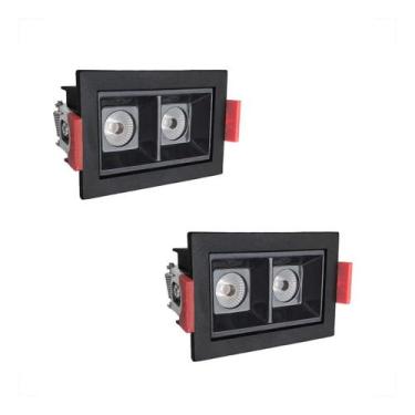 Imagem de 2 Mini Spot Downlight Duplo Led Embutir Varanda 3000K Bet56 - Acende A