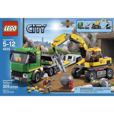 Imagem de Transporte de escavadeira LEGO City 4203 de brinquedo com acessórios