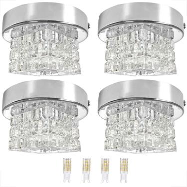 Imagem de Kit 4 Spot Cristal Sobrepor Plafon Prateado Sala Bet45 + Led