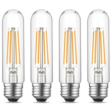 Imagem de Gozelux Lâmpada Edison regulável E26, lâmpadas AC120V branco quente 2700K, 6W igual 60 watt 750LM Tubular T10 LED para pingente rústico, lustres, arandelas de parede, penteadeira, pacote com 4