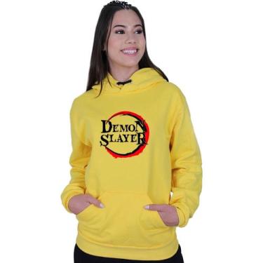Imagem de Moletom Unissex Canguru Anime Demon Slayer - LAFRE, Amarelo, G