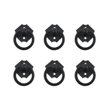 Imagem de 6 Puxador Argola de Móveis Antigos Colonial Preto 38x38mm - Compras Fá