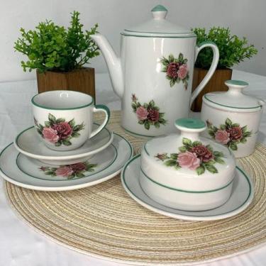 Imagem de Aparelho de chá com 15 peças porcelana branca decorada - AMA Arts