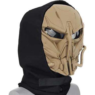 Imagem de Máscara Tática Balaclava Máscara Proteção Facial Completa Óculos Transparentes Máscara De Caveira Ajustável, Cosplay Halloween Costume Movie Shooting, tan, 21 * 12 * 23cm
