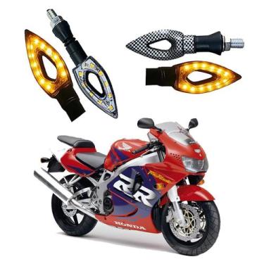 Imagem de Kit 4 Setas Esportivas Led P01C Carbono Modelo Flecha vazado Moto CBR 