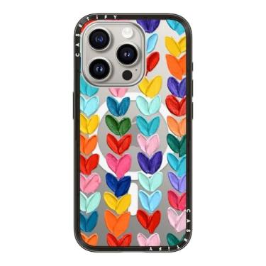 Imagem de CASETiFY Capa compacta para iPhone 15 Pro [fina e elegante/compatível com Magsafe/1,2 m. 2X proteção contra quedas de grau militar] - corações de bolinhas transparentes - preto transparente