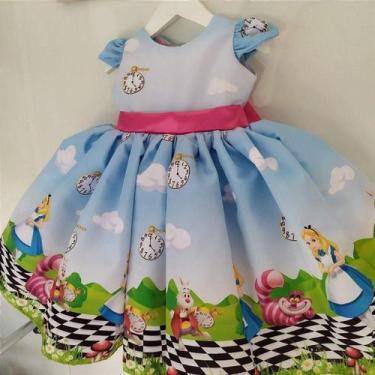 Imagem de Vestido da Alice no país das Maravilhas Azul Infantil Festa Luxo - Fab