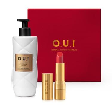 Imagem de O.U.i Combo Rouge: Loção Hidratante Paradis Rouge 400ml + Batom Vermelho 3,5g + Caixa Presenteável M