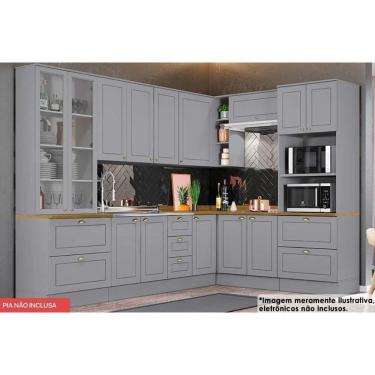 Imagem de Kit Cozinha Modulada 10 Peças Americana 3 Aéreos + 3 Balcões + 2 Paneleiros + 2 Complementos C5p36 Cinza2 Aéreos + 1 Balcão + 1 Complemento