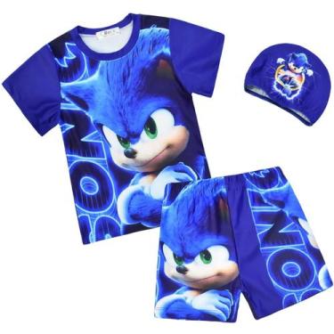 Imagem de Conjunto De Roupa De Banho Infantil Sonic the Hedgehog, Manga Curta, M