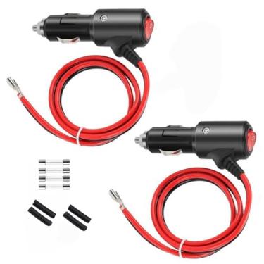 Imagem de Tomada de isqueiro de carro LED DC12/24V, adaptador de isqueiro de carro com interruptor, 100 cm, 2 peças