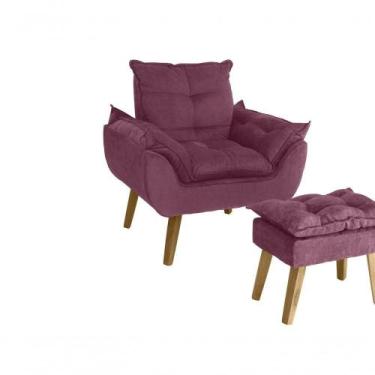 Imagem de Poltrona/cadeira Decorativa E Puff Glamour Opala Com Pés Quadrado Vinh