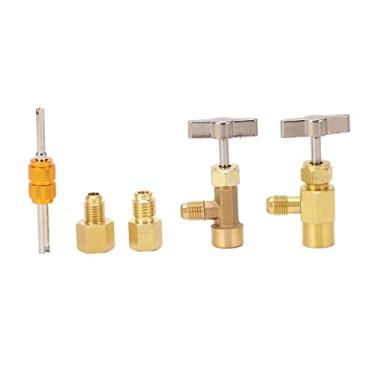 Imagem de QANYEGN R134A auto-selagem pode torneira válvula, Auto-selagem refrigerante pode torneira válvulas, Bronze punção estilo dispensador válvula com adaptadores de tanque de refrigeran