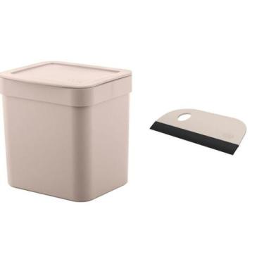 Imagem de Kit Lixeira Trium C Tampa 4,7Litros + Rodinho De Pia Cozinha - OU