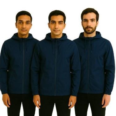 Imagem de Kit 3 Jaqueta Corta Vento Impermeável Basica Lisa sem forro Outono Inv