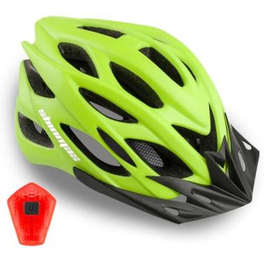 Imagem de Capacete de bicicleta Shinmax, capacete de bicicleta CPSCCE, tamanho ajustável certificado, ultraleve, para adultos, capacete de ciclismo com luz de viseira e traseira e mochila portátil especializada para homens e mulheres SM-UHD, Verde