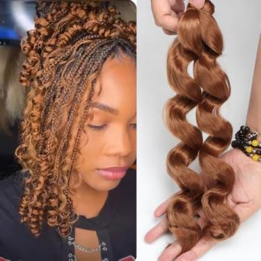 Imagem de Goddess Bob Braiding French Loose Curl Crochet Hair 30.5 cm comprimento 3 pacotes 240 gramas curto boho encaracolado caixa tranças tranças sem nós crochê extensões de cabelo (30#)
