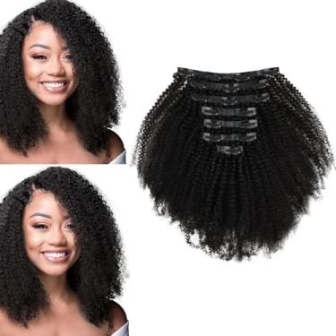 Imagem de Sassina Remy Extensões de Cabelo Humano Sem Costura Afro Sem Costura Dupla Trama Dupla Cabeça Natural Preto Encaracolado 55 cm 120 g Clipe de PU em Cabelo Humano Virgem Brasileiro 7 Peças