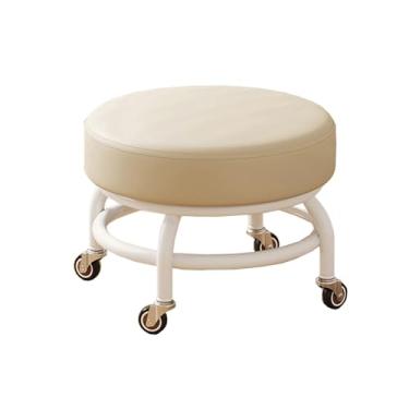 Imagem de Banqueta de rodinhas de baixa altura, banquetas de couro PU, cadeira de rodas resistente, rotação de 360° para limpeza doméstica, garagem, banco fixo, exterior, escritório, trabalho, limpeza de pisos