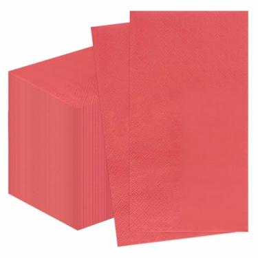 Imagem de FALIZIFU 100 peças guardanapos de jantar vermelhos de 2 camadas guardanapos de papel toalhas de mão descartáveis para banheiro, jantar, casamento, chá de bebê, festa de Natal, guardanapos de banheiro