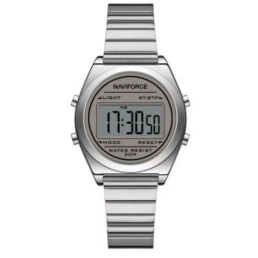 Imagem de Relógio digital feminino com pulseira de aço inoxidável de quartzo elegante