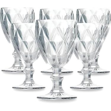 Imagem de Conjunto de 6 Taças Diamond em Vidro 340ml – Elegância e Resistência para Vinho Água Sucos e Coquetéis Taças Elegante Resistente Pratico