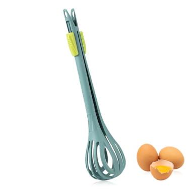 Imagem de Lyreh Batedor De Ovos 2 Em 1 E Prendedor Alimentos Serrilhado, Pinça Ergonômica Plástico, Utensílio Cozinha Multifuncional Para Cozinhar, Assar, Misturar Leite, Salada, Creme, Pão/Massa (Verde)