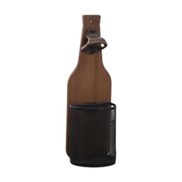 Imagem de Generic Abridor de Garrafas de Parede com Coletor de Tampas para Decoração de Bar de Madeira