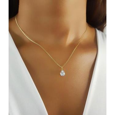 Imagem de Colar Gota 8mm Zircônia Cristal Banhado em Ouro 18K - Lazzuli Joias