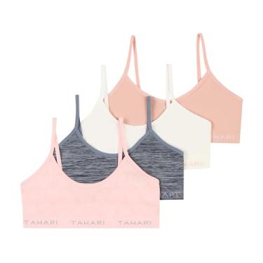 Imagem de TAHARI Pacote com 4 sutiãs sem costura para meninas, Blush Nude, marfim, carvão, rosa, M