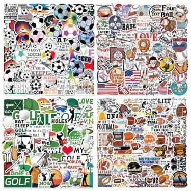 Imagem de 200Pcs Cool Vinyl Mixed Sports Stickers Bulks, Motivational Vinyl Waterproof Water Bottle Stickers for Laptop Scrapbook Journal Helmet, Football Soccer Baseball Golf Decals for Kids Teens Adults