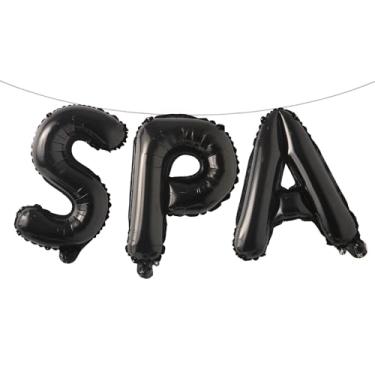 Imagem de Balões de maquiagem SPA banner decorações de festa de aniversário festa de maquiagem para meninas Y2K decorações festa pijama festa Miss Threenager decoração de festa de aniversário (SPA preto)