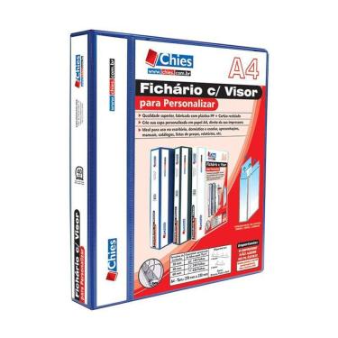 Imagem de Fichário revestido cristal A4 azul 40mm c/ 4 argolas Chies