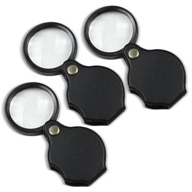 Imagem de 3 peças de lupa de bolso ultra transparente 10X para idosos e crianças, lupa dobrável com capa protetora para leitura, reparos