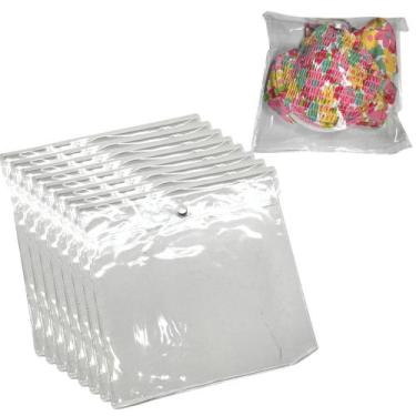 Imagem de Embalagem Multiuso PVC Cristal com Botão 22x22cm Kit 20unds - Embalage