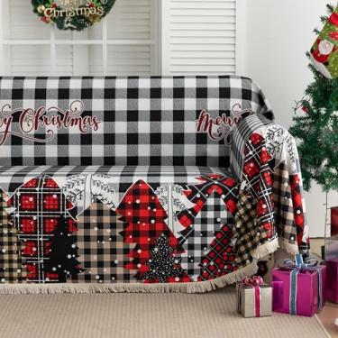 Imagem de Erbnaryx Capas de sofá de Natal Ano Novo design de borlas laváveis para sofá seccional 1 almofada sala de estar (180 x 231 cm)