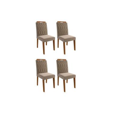 Imagem de Kit 4 Cadeiras Sala Jantar Paola Wood 4 Un Carvalho/Suede Joli Capuccino - Cimol