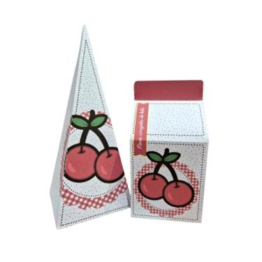 Imagem de Caixinhas para Doces Tema Cerejinha — Decoração de Festa Infantil, Lembrancinha, Mesa de Doces Personalizada — Kit com 10 unidades