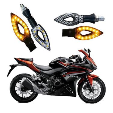 Imagem de Kit 4 Setas Esportivas Led P01C Carbono Modelo Flecha vazado Moto CBR 