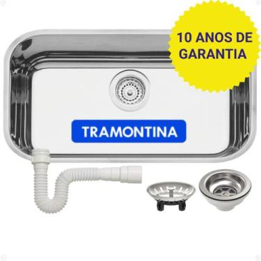 Imagem de Cuba De Cozinha Inox Tramontina Prime 56x34x17 Alto Brilho Com Sifão B