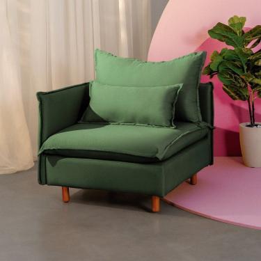 Imagem de Sofá Modular Braço Lateral com Pé Madeira Sôma Cabecasa Madeiramadeira Verde