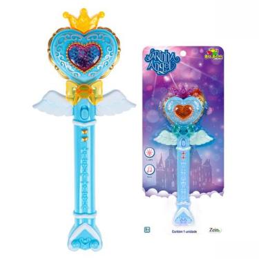 Imagem de Varinha Mágica Angel Menina Fantasia Princesa Encantada Com Luz Colori