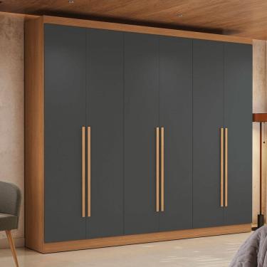 Imagem de Guarda-Roupa Casal Beaumont 6 Portas 3 Gavetas Canela/Grafite - Kappesberg