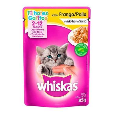 Imagem de Ração Úmida Whiskas Sachê Frango ao Molho para Gatos Filhotes 85g