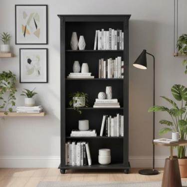 Imagem de Estante para Livros de Madeira 4 Prateleiras Pés Torneados Sevilha - P